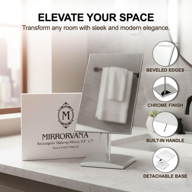 MIRRORVANA Large Table Desk Mirror with Stand for Office Desktop, Makeup Vanity and Bathroom Countertop - Personal Adjustable Face Mirror - 9.8" x 7" - Image 3